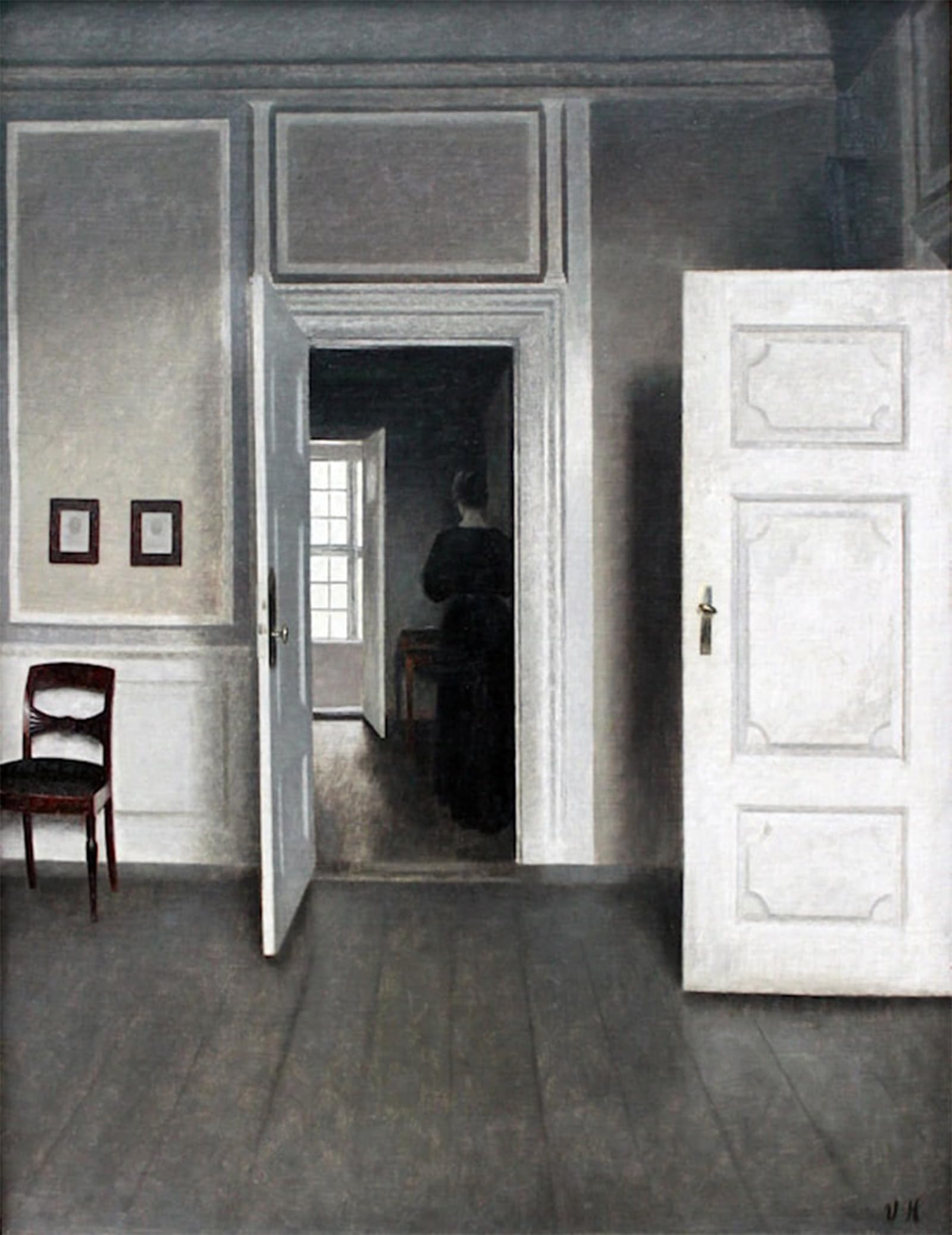 ARTXLXXBN Famous Art Print Poster Vintage Wall Art Interior Strandgade by Vilhelm Hammershoi Canvas Art Poster for Home Decor 60x90cm