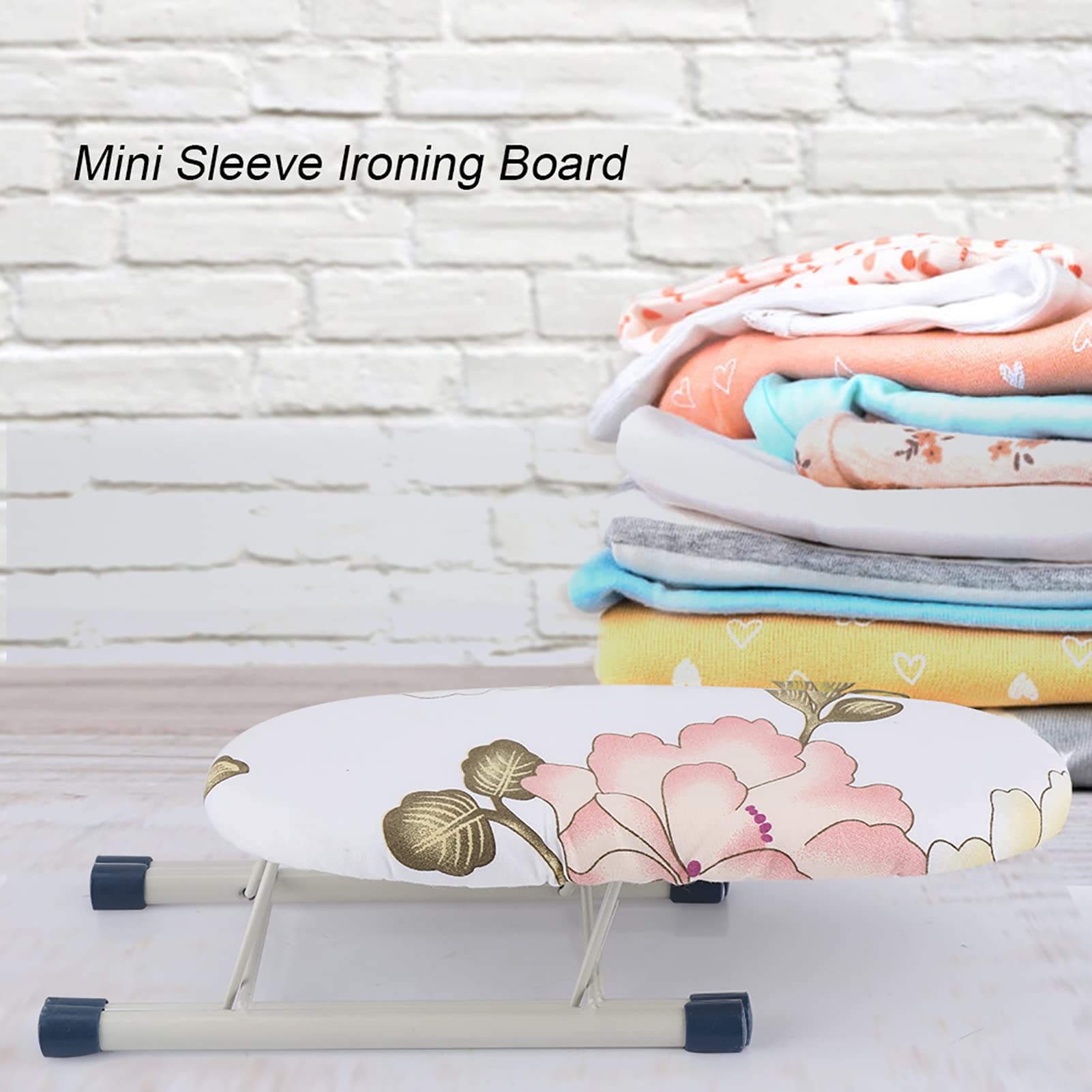 AMONIDA Folding Tabletop Ironing Board, Space Saving Mini Ironing Board Home Travel Sleeve Cuffs Collars Handling Table (Peony)
