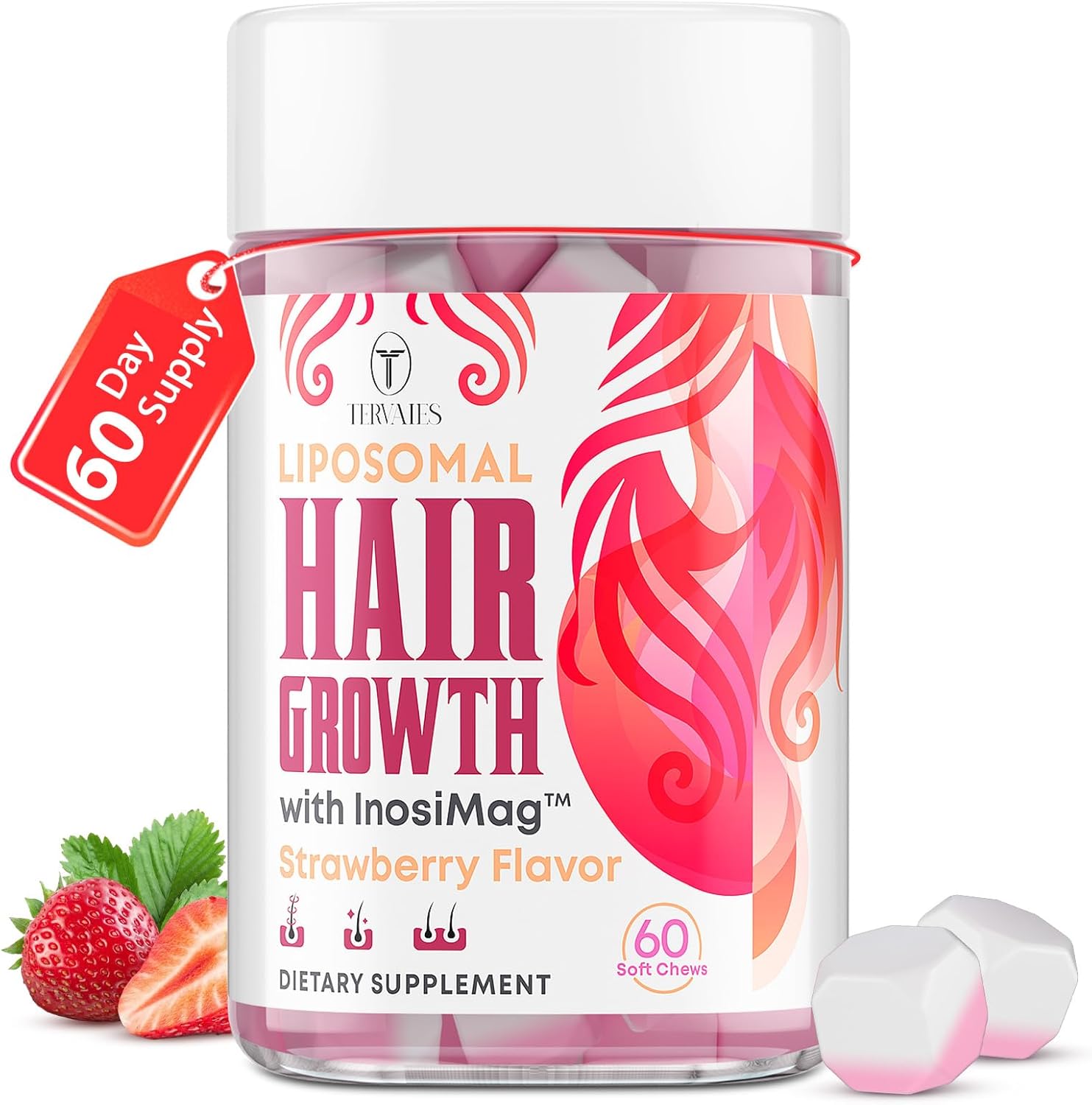 Liposomal Hair Growth Soft Chews – High Potency Hair Growth Vitamins for Women & Men with Biotin, InosiMag Complex, Collagen, Zinc – Strong Hair Skin Nails Vitamins, 60 Count Liposomal Hair Growth Soft Chews – High Potency Hair Growth Vitamins for Women & Men with Biotin, InosiMag Complex, Collagen, Zinc – Strong Hair Skin Nails Vitamins, 60 Count