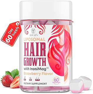 Liposomal Hair Growth Soft Chews – High Potency Hair Growth Vitamins for Women & Men with Biotin, InosiMag Complex, Collagen, Zinc - Strong Hair Skin Nails Vitamins, 60 Count