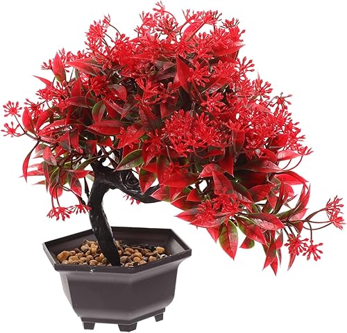 Artibetter Planta de pino de bienvenida en maceta, decoración de mesa de cena, decoración de estatua, plantas artificiales de interior, árbol de