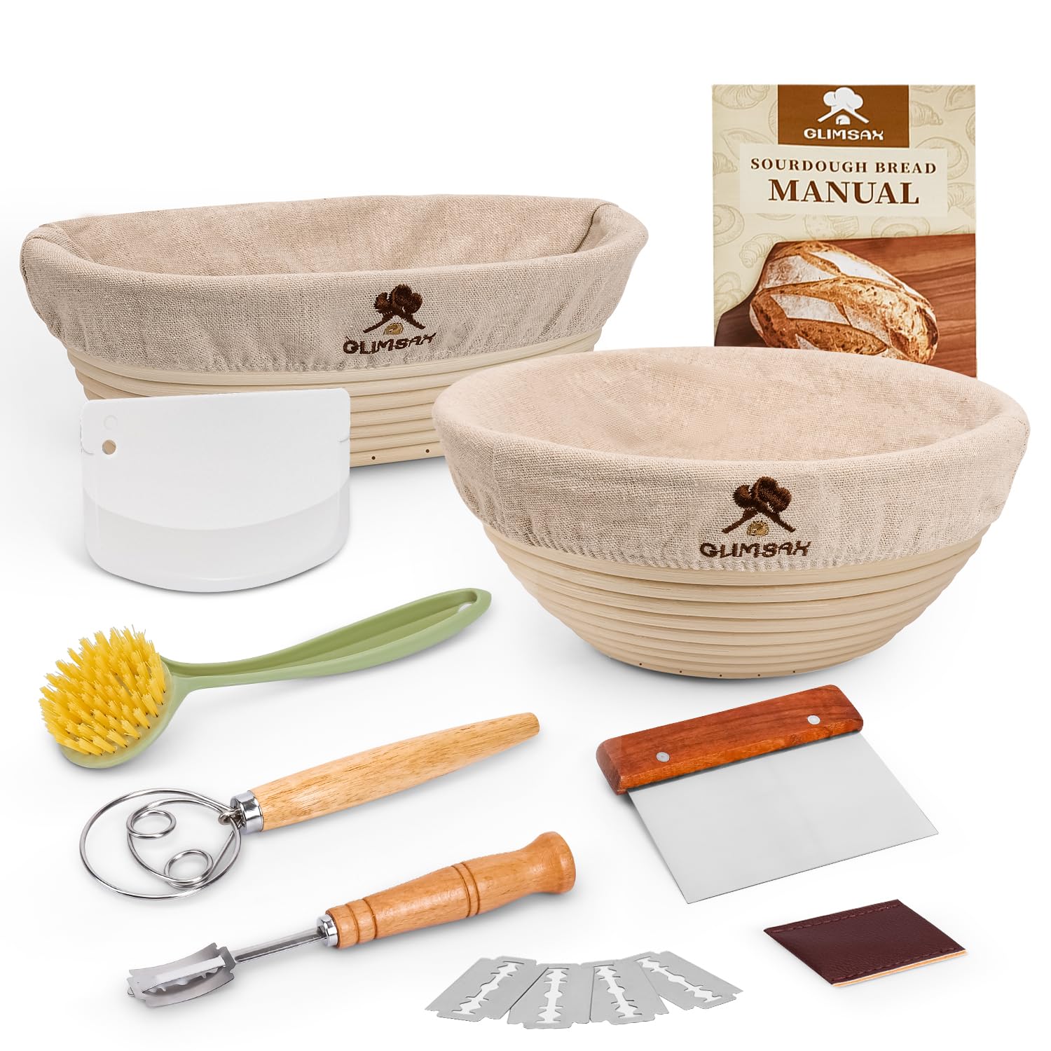 Glimsax Banneton Proofing Basket Set - Elevate Sourdough Baking.