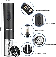 Vista 2 de Abrebotellas de vino eléctrico, juego de llaves de sacacorchos con cortador de papel de aluminio, automático, reutilizable, fácil de transportar