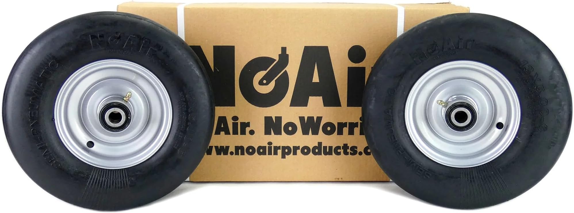 NoAir® (2 Flat Free Tire Assemblies 13x5.00-6 Fits Hustler Raptor SD 36" 42" 48" 605038