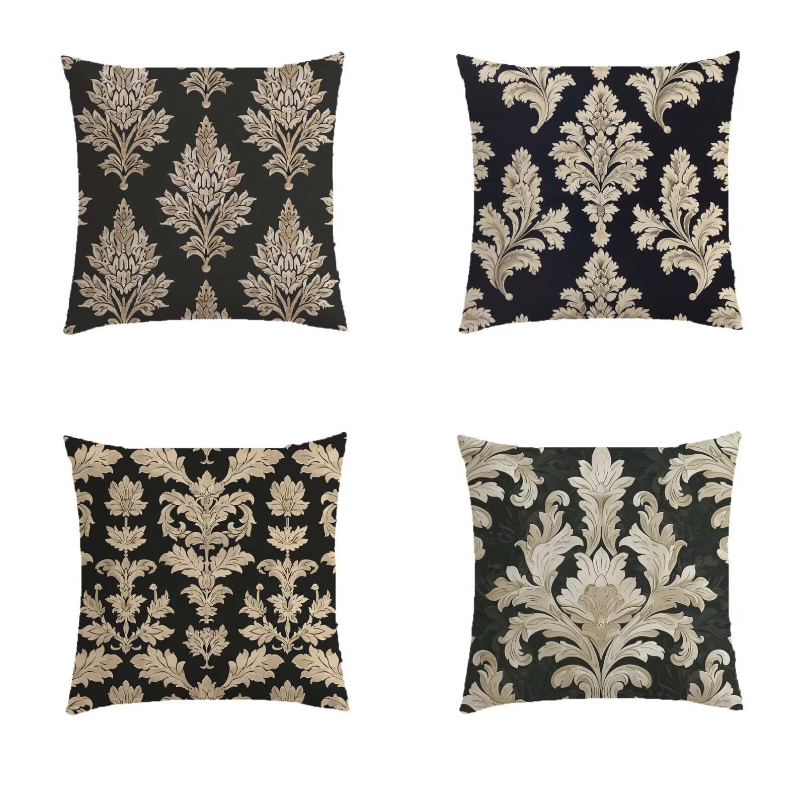 Housse de coussin 60x60cm imperméable lot de 4 pour salon de jardin extérieur brun foncé