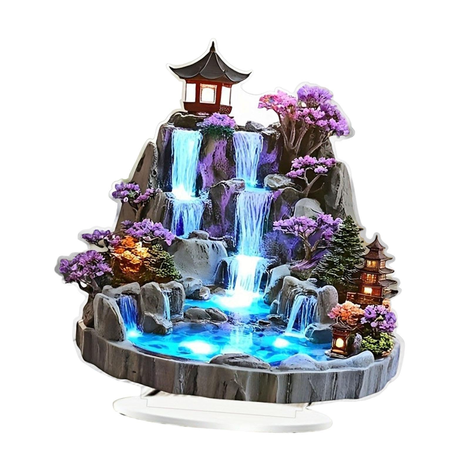 Fuente de Agua de Mesa 2D, decoración de Mesa, Letrero Decorativo de acrílico, Placa de Escritorio, Adorno para gabinete, Escritorio, Centro de Mesa
