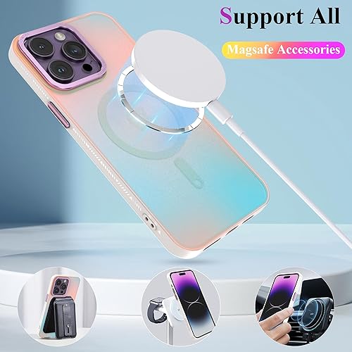 Miniatura 3 de YMHML Magsafe - Funda 3 en 1 para iPhone 14 Pro Max con protector de pantalla y protector de lente de cámara de vidrio templado, bonita funda