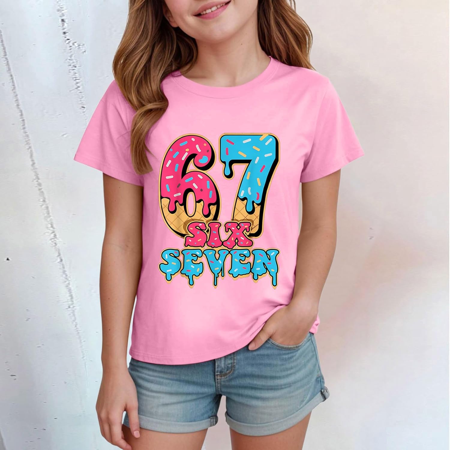 67 Shirt Kids Meme Shirt Girls Boys Short-Sleeved Top - Image 3