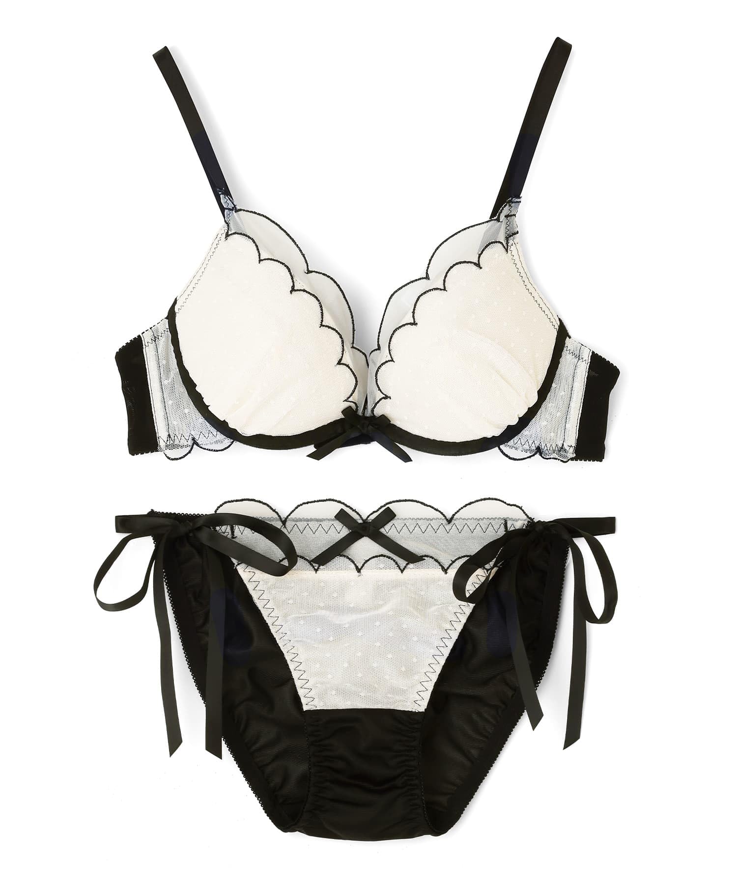 ブラックドット柄ブラジャーショーツセット Amazon | ドット柄ブラジャー&ショーツセット下着(57-4005526