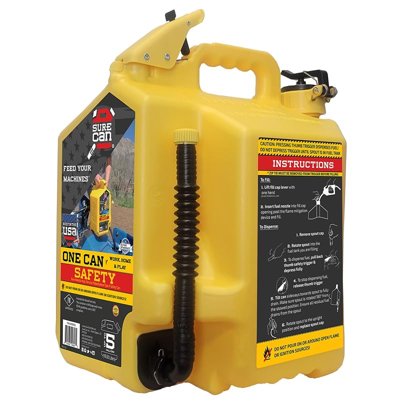Galão para Combustível Diesel Surecan Type II com Bico Giratório e Ventilação Automática Amarelo, Pacote com 2