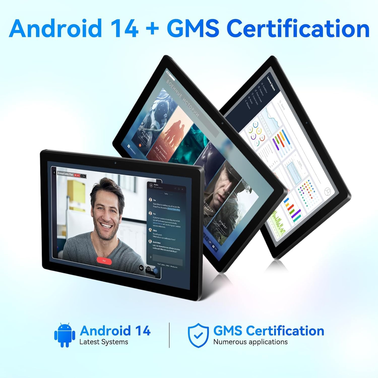 Freeski Tablet 10 Pollici, Android 14 Tablet, Octa-Core, 8GB RAM+64GB ROM(1TB TF),WIFI 6, Bluetooth 5.0, Widevine L1, 5MP+8MP, Type-C/5000mAh/Tablet Pc (Nero)