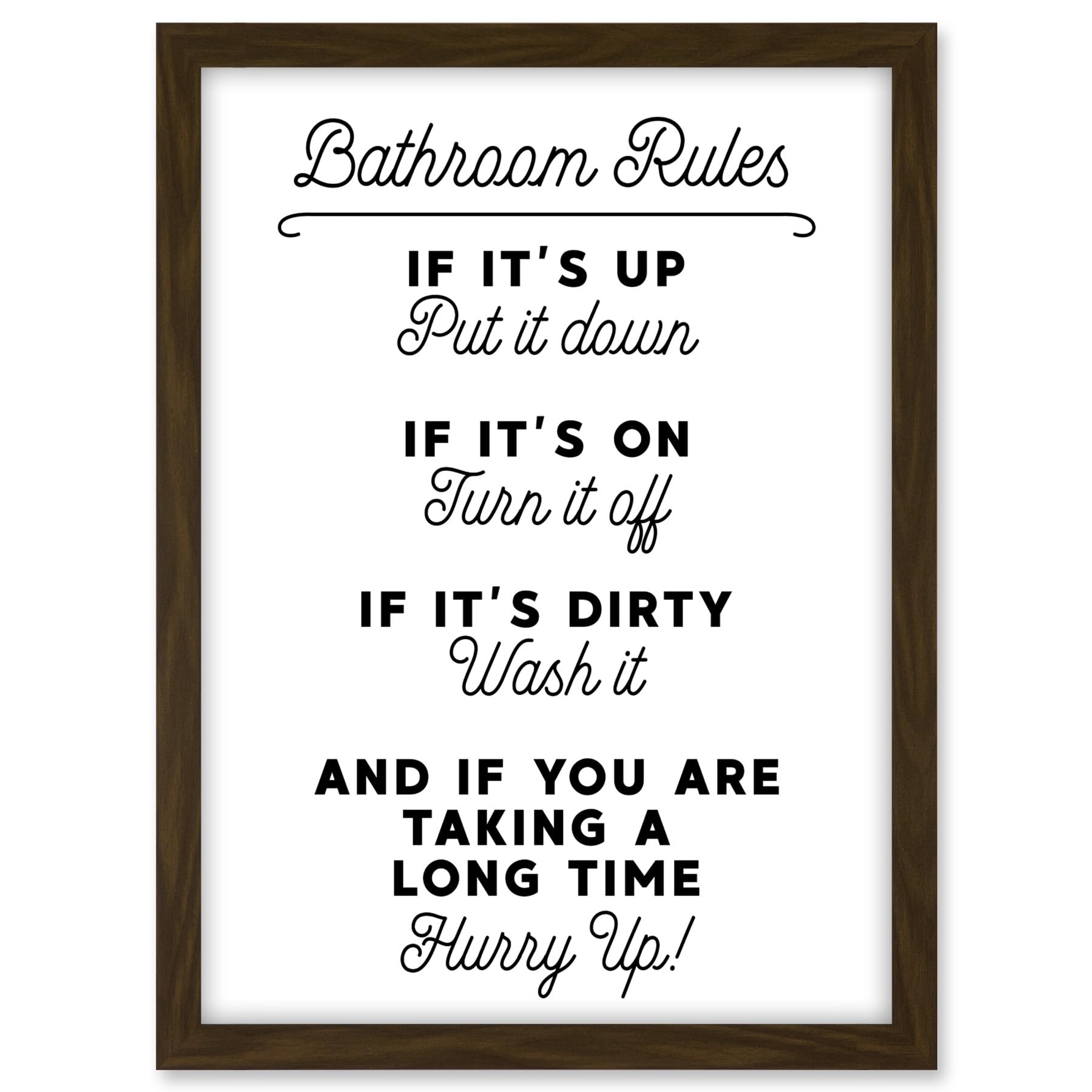 Artery8 Bathroom Decor Wall Art Funny Toilet Humour Sign Artwork Framed A3 Wall Art Print