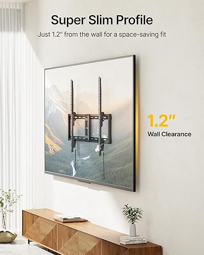 Miniatura 4 de monTEK Soporte de pared fijo resistente para televisores de 43 a 100 pulgadas de hasta 200 libras, soporte de pared ultra delgado de perfil bajo de