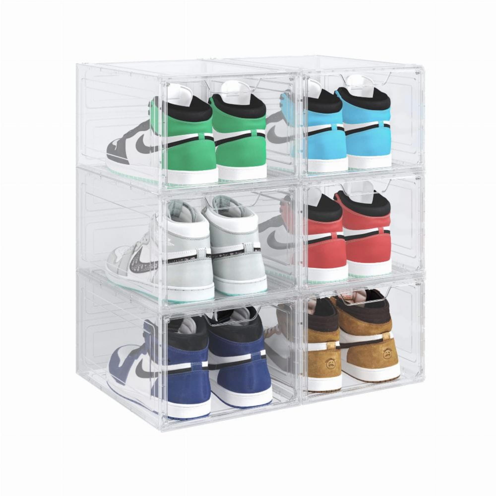 4CONVY Cajas de Zapatos XL, Juego de 6, Apilables, Puerta Magnética