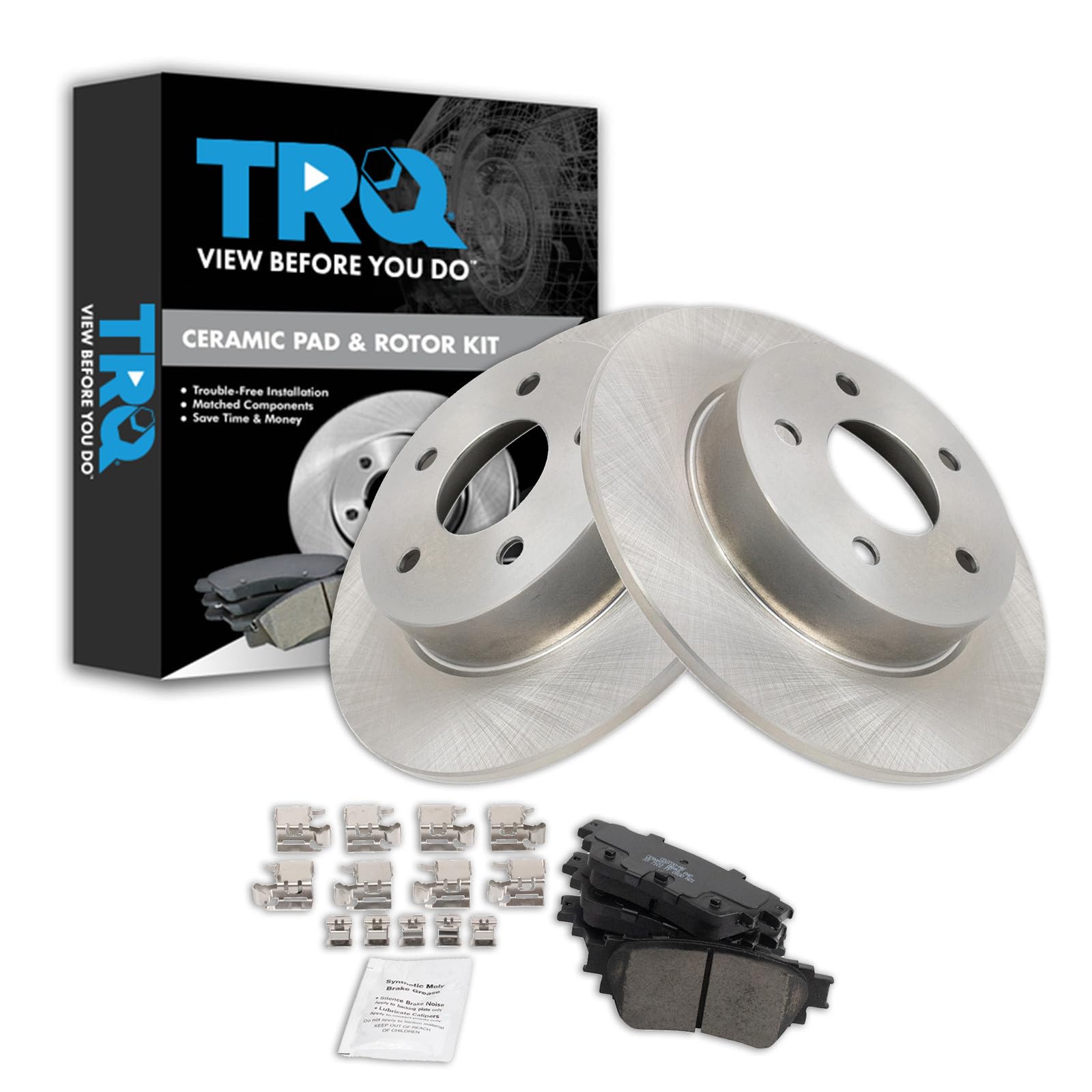 TRQ Rear Brake Pad and Rotor Set Ceramic