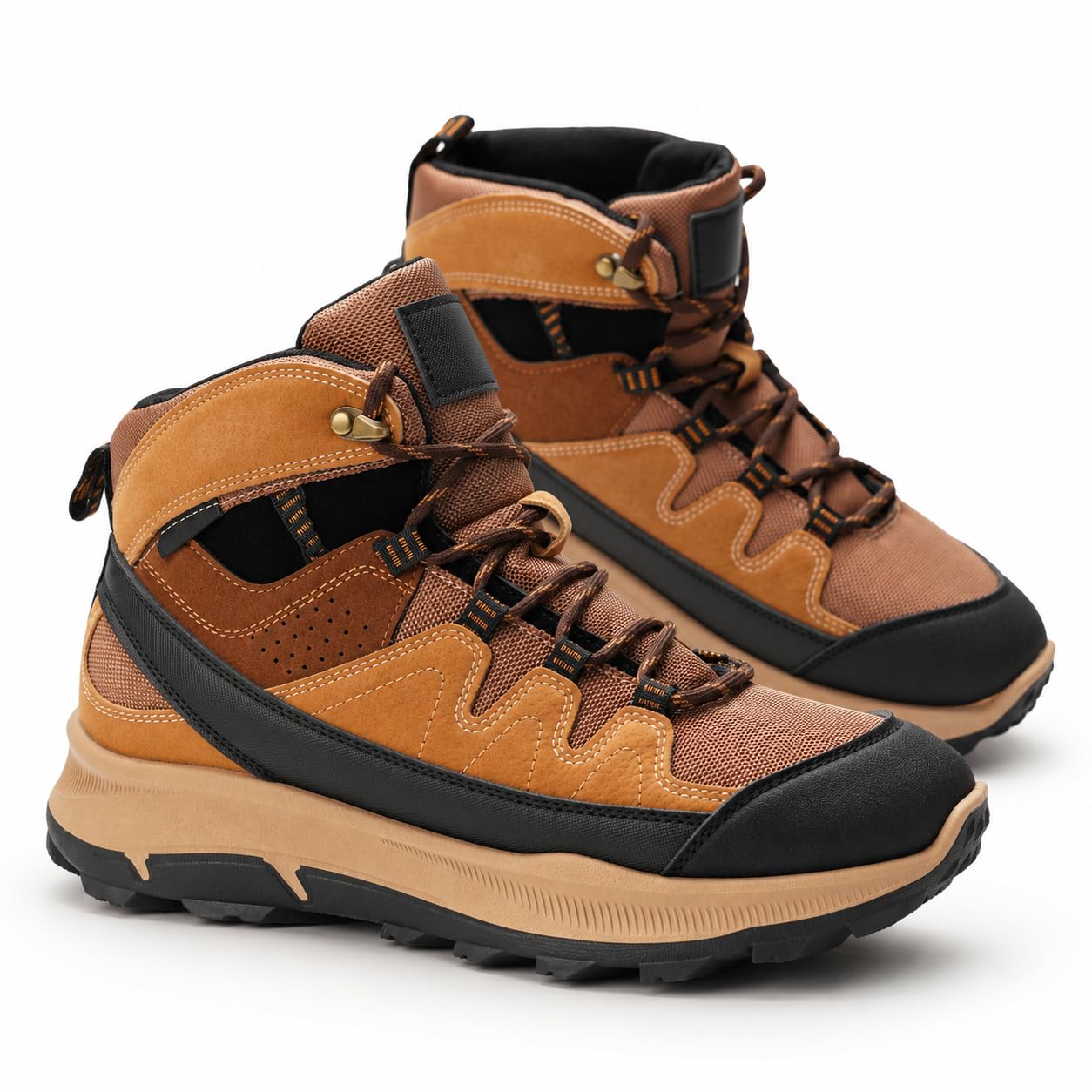GLAMORA Botas de Montaña para Hombre Impermeables, Botas de Senderismo y Trekking de Caña Media, Antideslizantes con Suela Ancha de Gran Agarre, Puntera Reforzada y Cordones