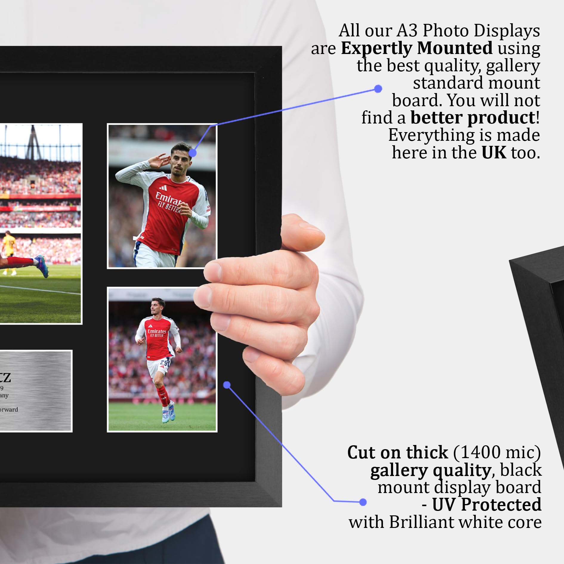 HWC Trading Kai Havertz Arsenal Gedruckte Memorabilien Signiertes Autogramm Fotodisplay für Fußball Anhänger und Fans - A3 Gerahmt