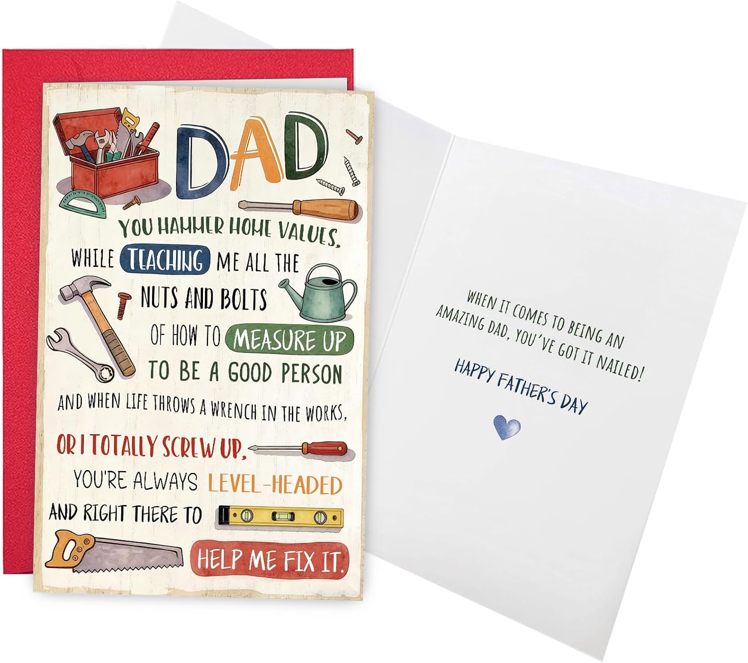 Ogeby Funny Tool Pun Father's Day Card for Dad, Humor Handyman Fathers Day Card from Daughter Son, You've Got It Nailed