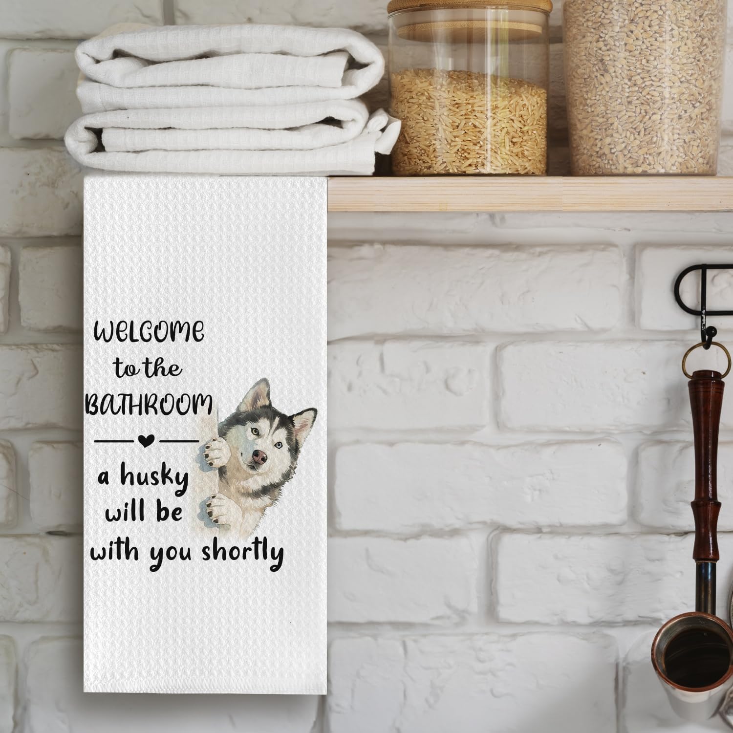 Funny Husky Dog Bathroom Hand Towels, Gifts for Husky Lovers, Dog Lover Owner Gifts for Women Men Decorative Hand Towels for Bathroom Restroom Washroom, 16x24 Inch - Image 3