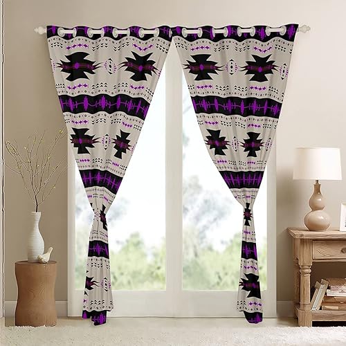 Miniatura 4 de Southwest Native - Cortinas opacas aztecas, tribu étnica, flecha, occidental, 84 x 63 pulgadas, retro, exótico, nórdico, africano, indio, tribal