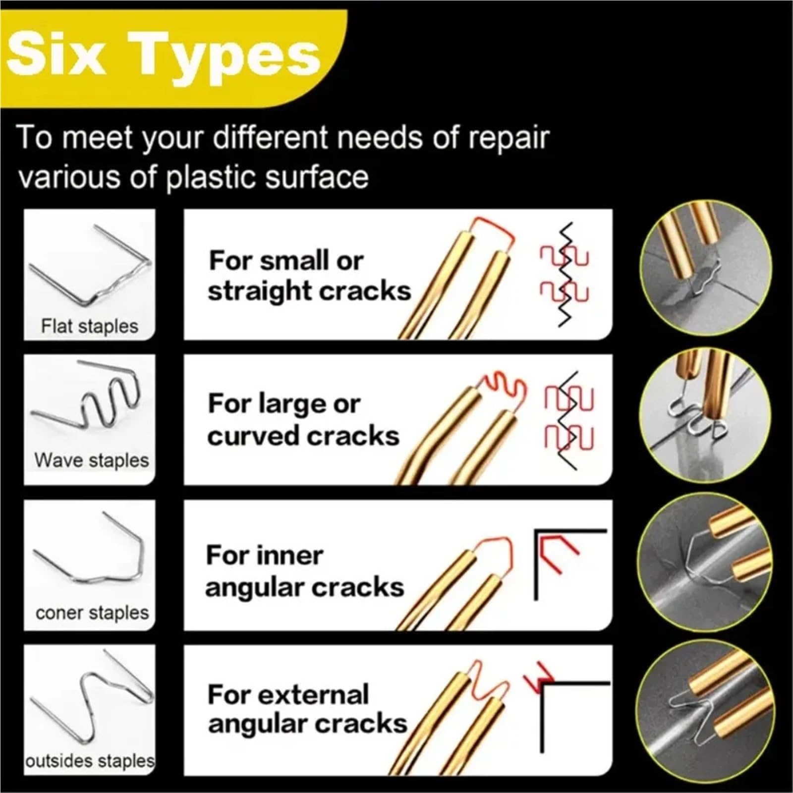 Máquina soldadura Para grapadora caliente para reparación parachoques coche, clavos ondulados precortados, pernos soldados, 100-600 unidades Plástico Soldadura Máquina