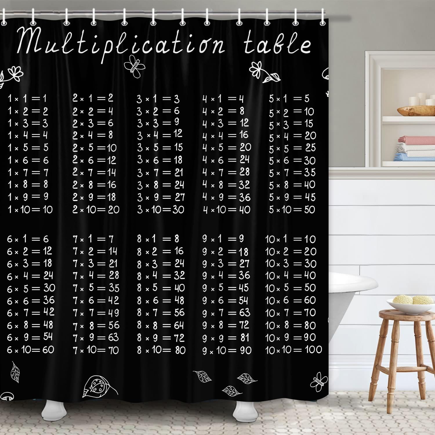 Amazon.com: JAWO Fun Mathematics Shower Curtain, White Black ...