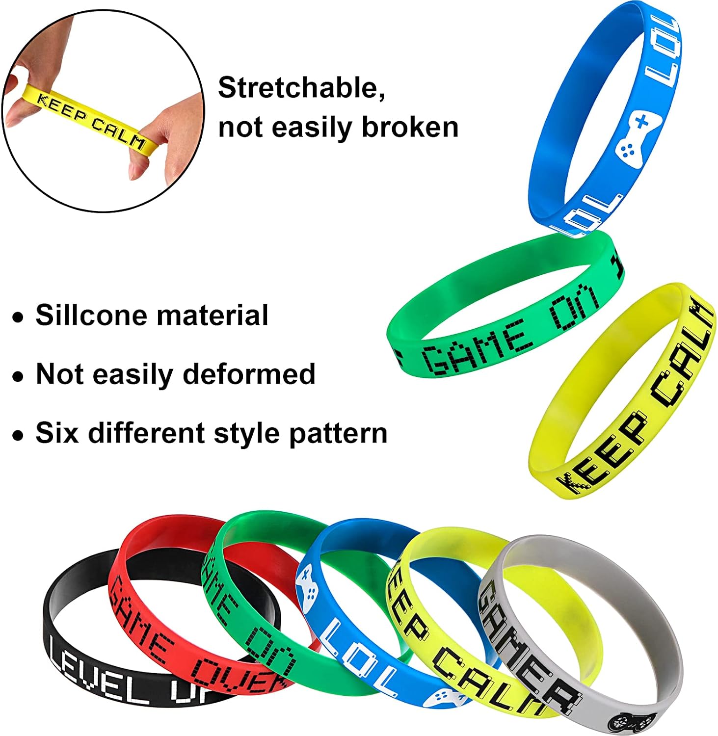 48 Pieces Video Game Party Supplies Set Include 24 Pieces Video Game Bracelets Wristbands and 24 Pieces Gamer Party Bags for Game Birthday Gamer Party Favors
