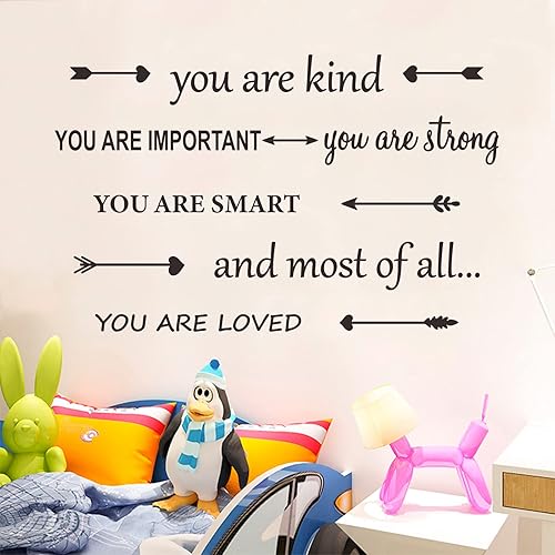 Miniatura 3 de Calcomanías de pared motivacionales para decoración de pared, You are Kind Strong Loved Positive Wall Stickers para niños, flechas de bricolaje,