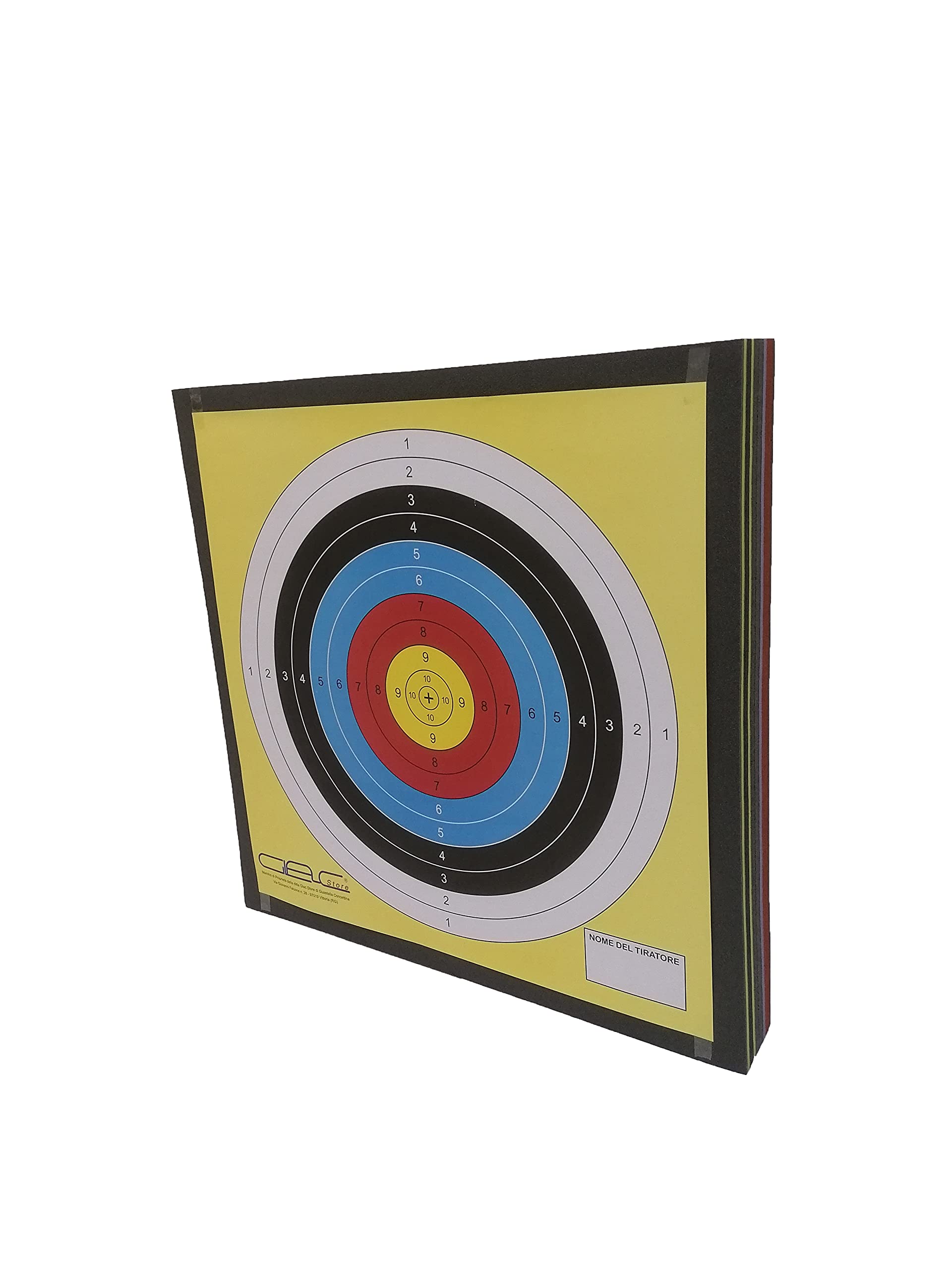 Target Cible Flèche Batti Flèche en mousse 60 x 60 x 7,5 cm Noir Tir à l'Arc et 5 Cibles Target Grande en Papier avec Nom Tireur