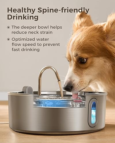 Miniatura 4 de Fuente de agua para perros grandes de 7 L236 onzas, dispensador automático de agua para perros de acero inoxidable, fuente de agua automática para