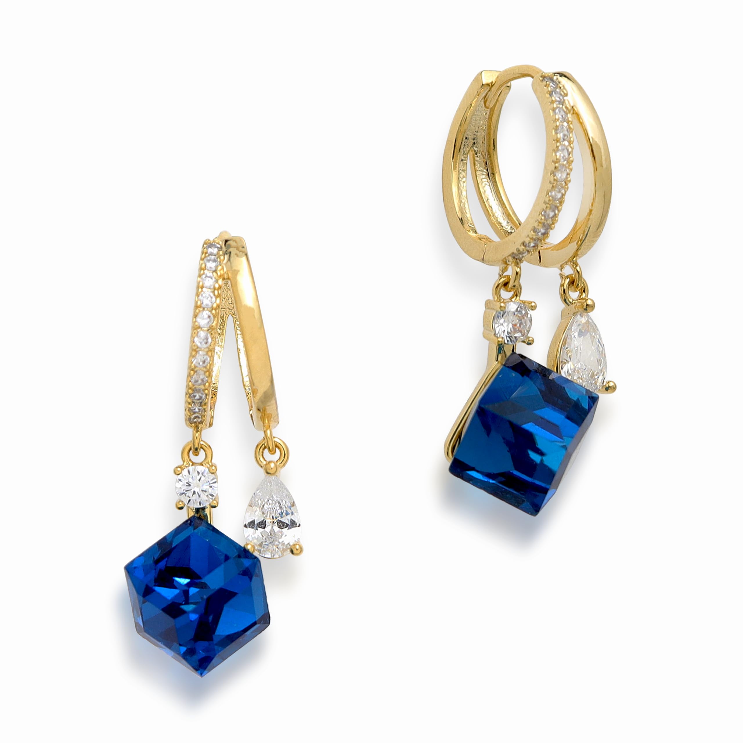 Boucles d'oreilles cube double cercle cadeau de Saint-Valentin romantique - 8