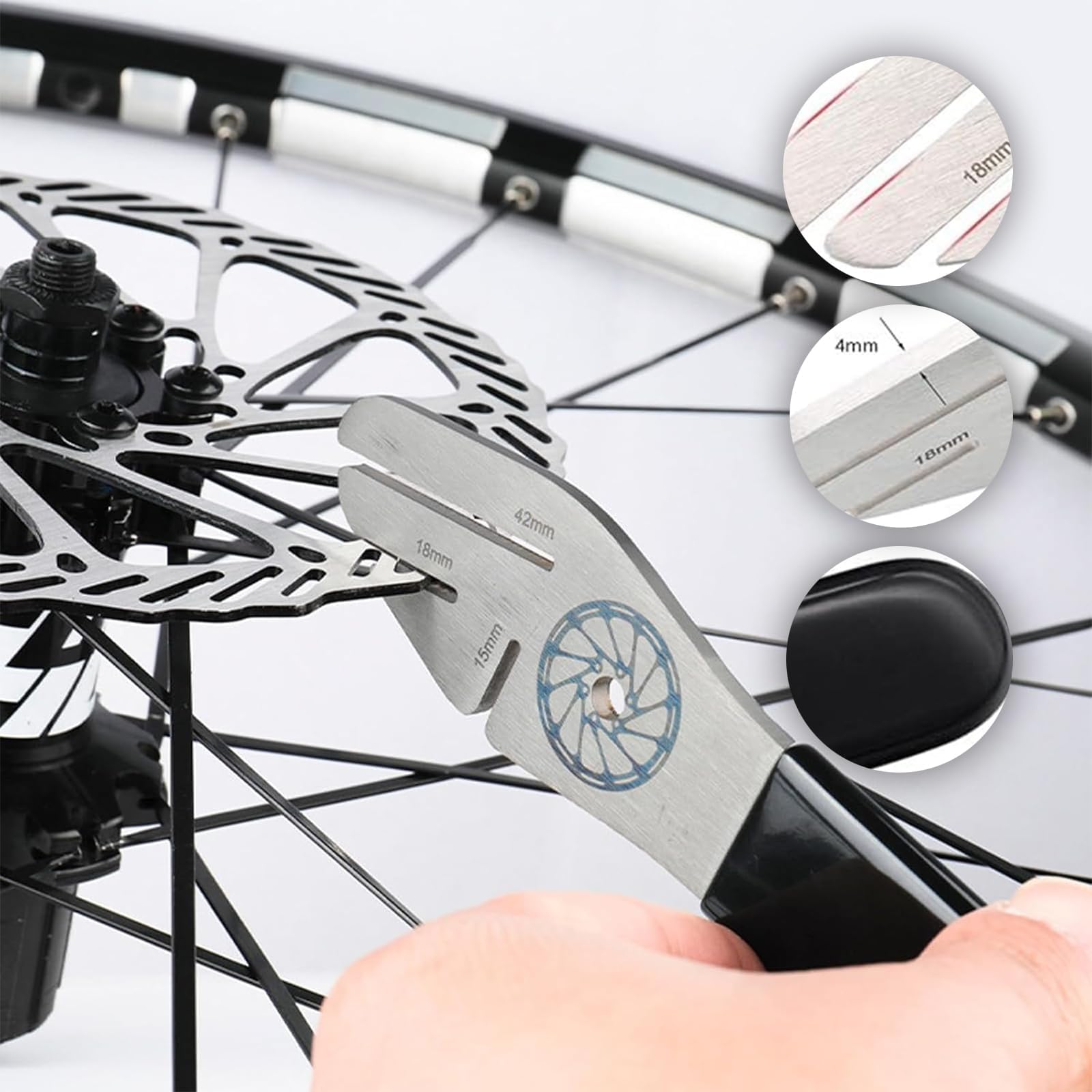 Strumento Allineamento Freno,Freno Strumento,1 Pezzi Chiave per Freni A Disco,Dotato di 4 pastiglie freno ovali e 4 pastiglie freno curve regolabili,per Freno di Regolazione Strumento Mountain