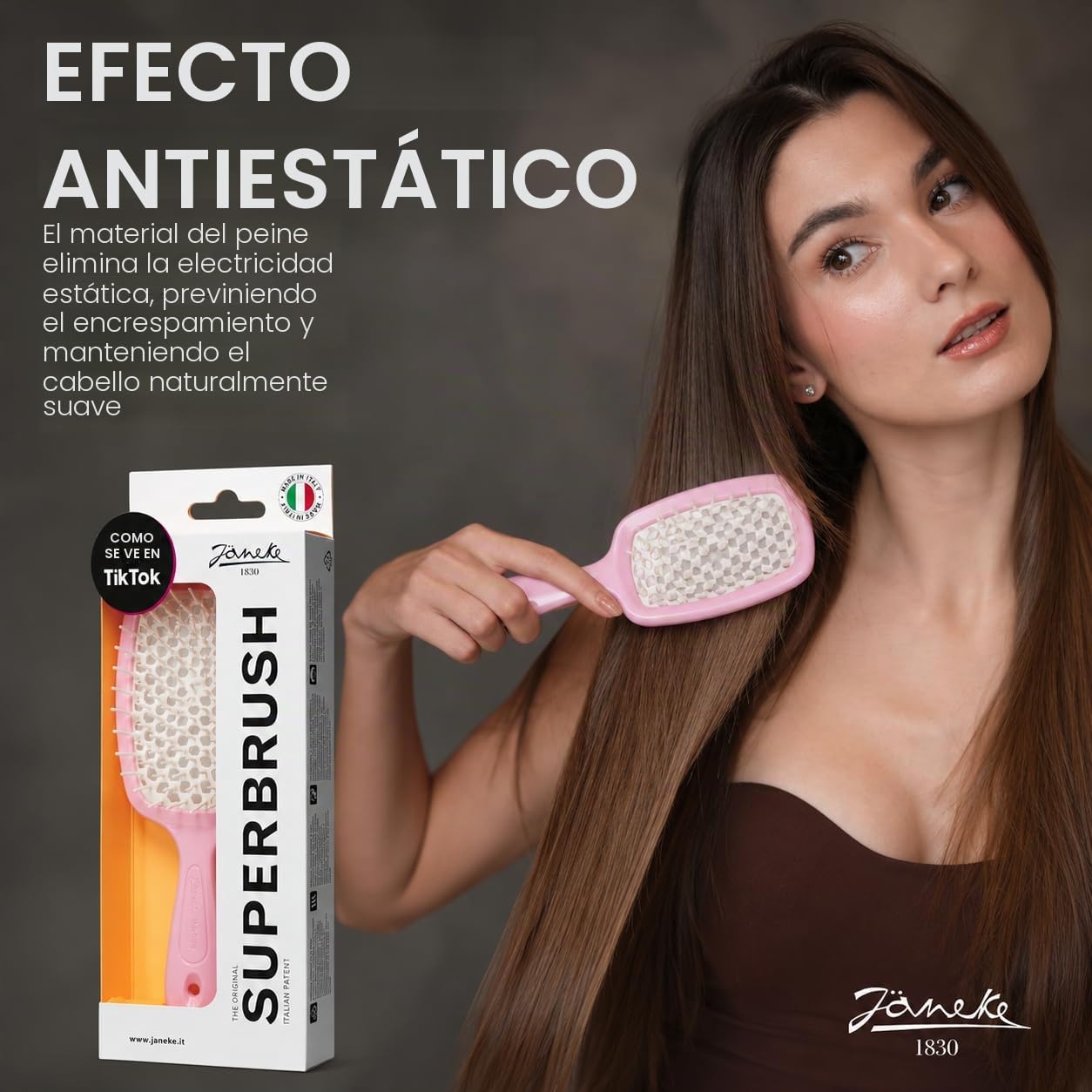 Jäneke, Cepillo para el pelo (Sp226 Rosa Pastel) - 80 gr.