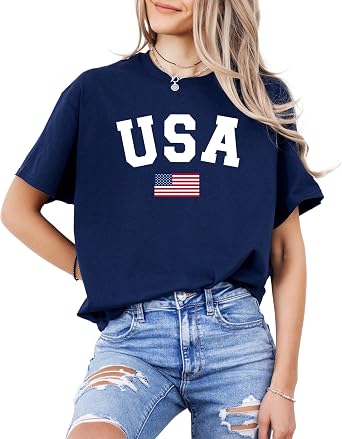 Patriotic American Flag T-Shirt for Men and Women - 100% Cotton USA Graphic Tee - Distressed Style Short Sleeve Shirt