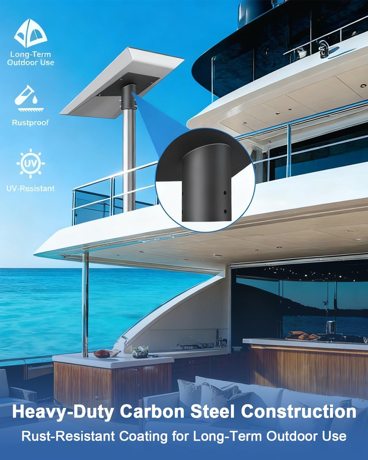 Starlink Performance Gen 3 Pipe Adapter– 70mm Deep Socket, UV & Peel-Resistant Coating, Quick Install, Compatible with Starlink Performance Gen 3 Dish, for Roof, Boat & Aircraft, Pipe Not Included