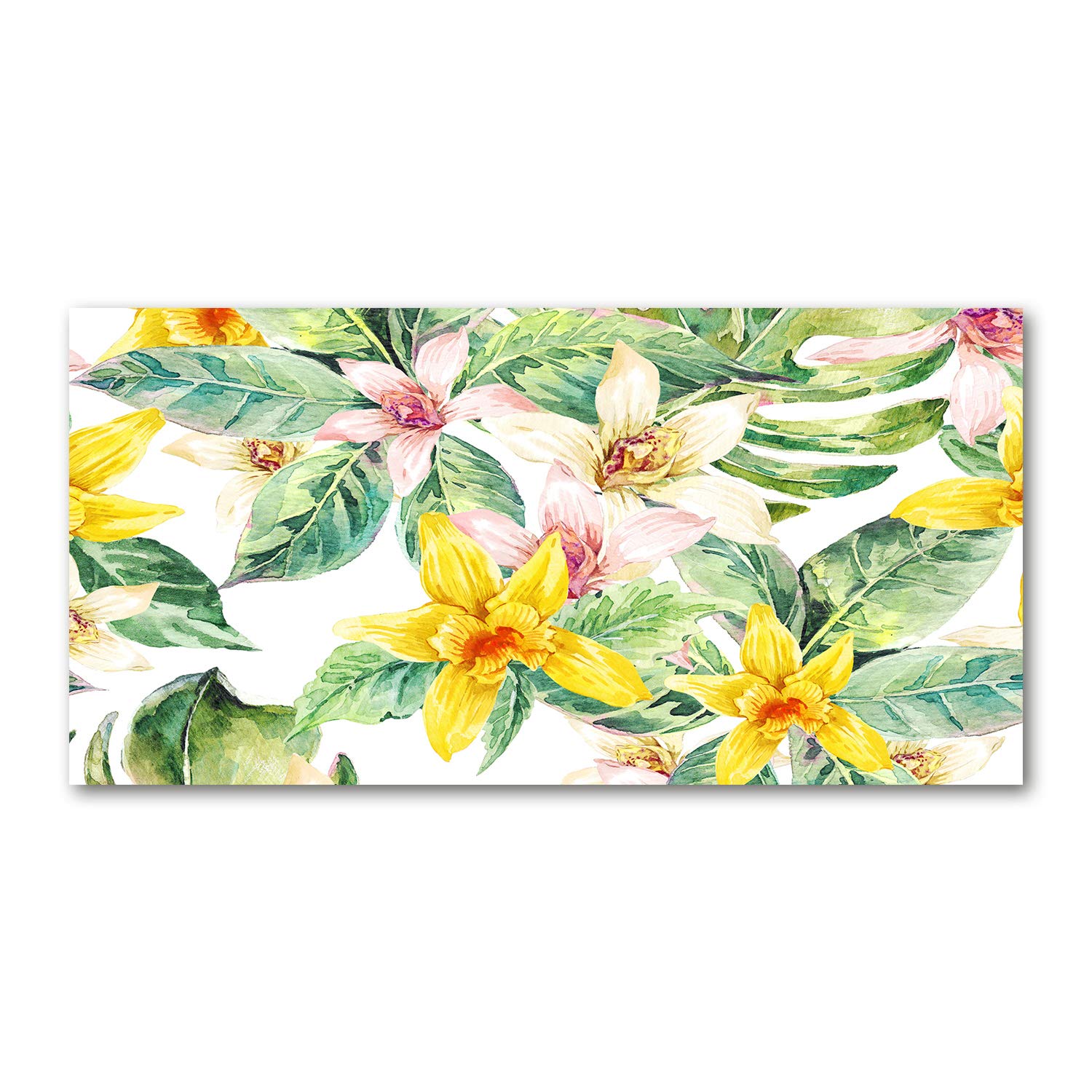 Orchée jaune tableau en verre 120x60 pour décorer le salon chic