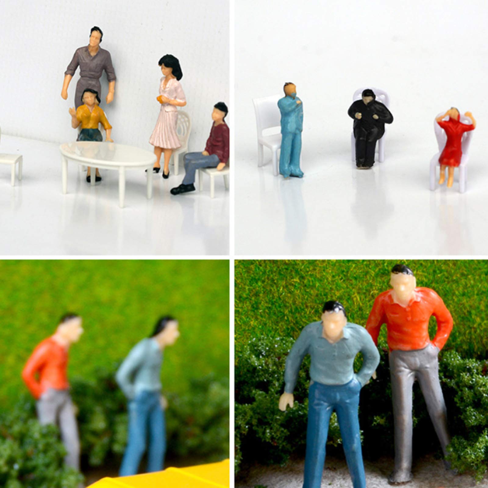 ERANCE People Figurines,20 Pcs Model Trains Architectural 1:30 Scale 2.2 Inch Painted Figures Sitting and Standing Tiny People for Miniature Scenes Railway Layout - Image 3