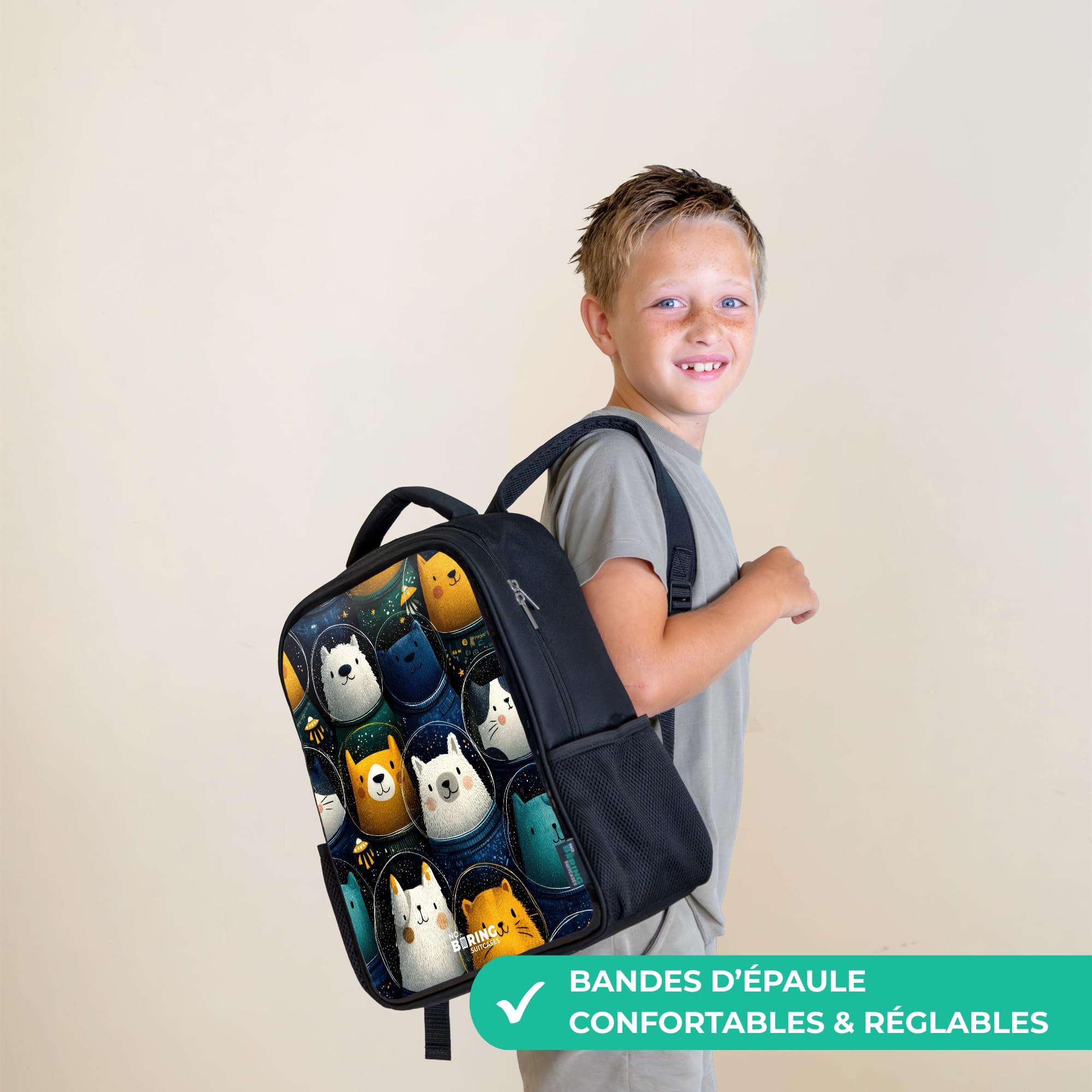 NoBoringSuitcases© Zaino Per Bambini Backpack Nero Da Viaggio Zaini