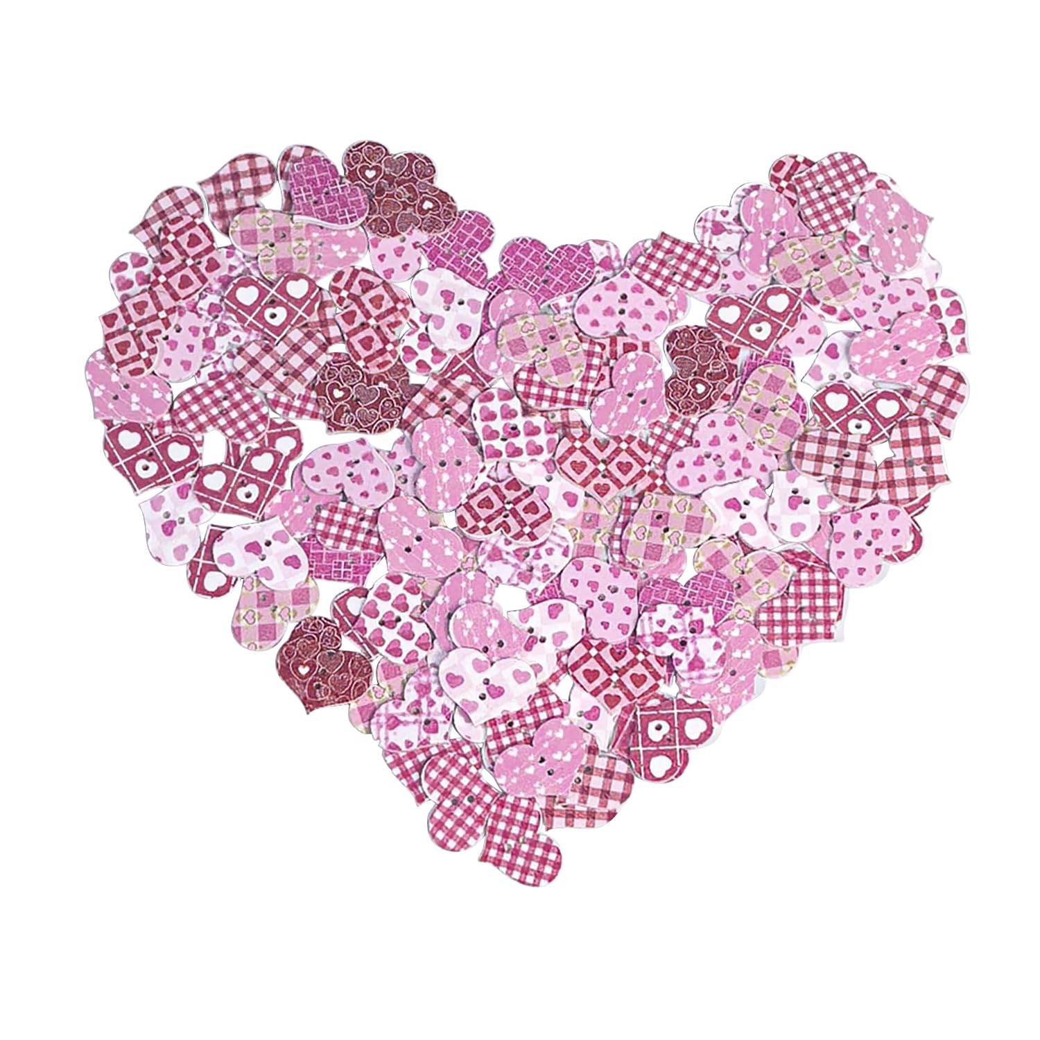Boutons en bois en forme de cœur rose de 25 mm pour décorations de Saint-Valentin et cadeaux