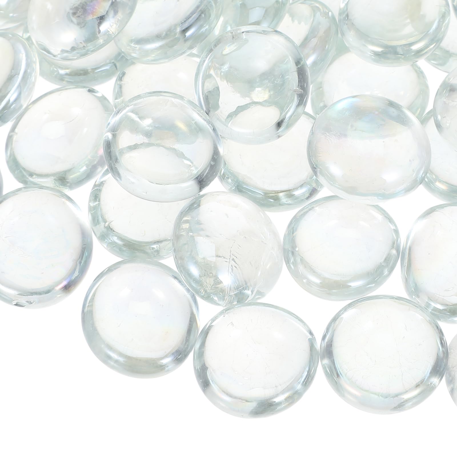 Sassi Decorativi in Vetro Piatti e Trasparenti 17-19 Mm per Acquari e Centrotavola, Superficie Liscia per Protezione e Decorazione Versatile, 1800g