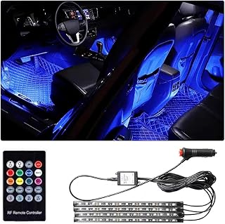 Car LED Lights, DC 12V Car Interior Lights with Sound Active Function and Wireless Remote Control, 4pcs LED Lights, Multicolor Music Car Strip Light Under Dash Lighting Kit (Cigarette Lighter)