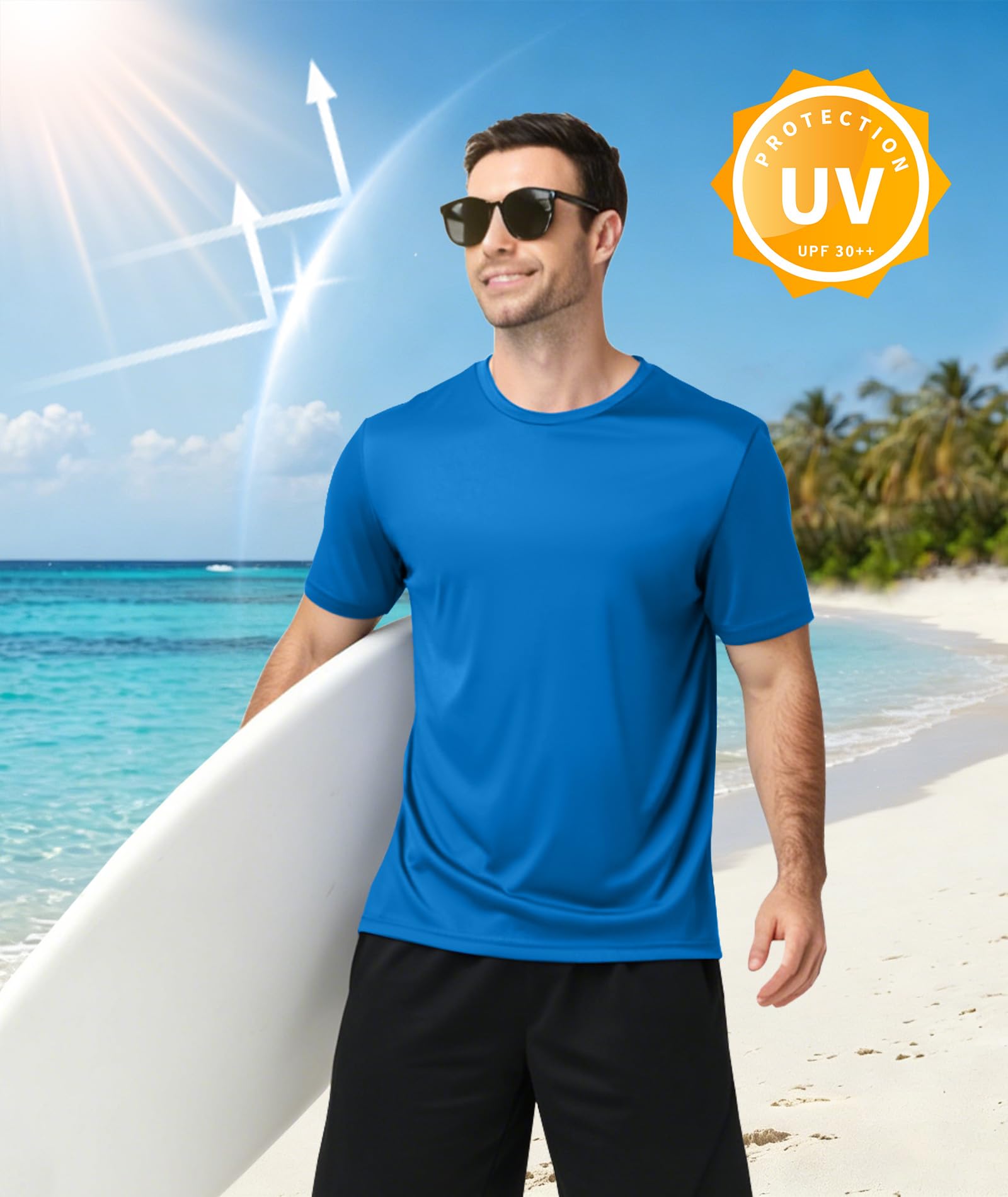 ZITY Rashguard Lot de 5 t-shirts UV à manches courtes pour homme UPF 50+ Séchage rapide Respirant T-shirt d'entraînement T-shirt de course