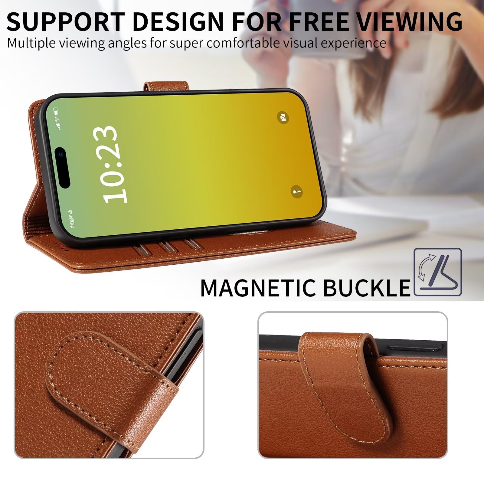 LEMORRY Cover Portafoglio In Pelle Per OnePlus Nord N10 5G - Custodia A Libro Con Slot Carte E Supporto, Nero