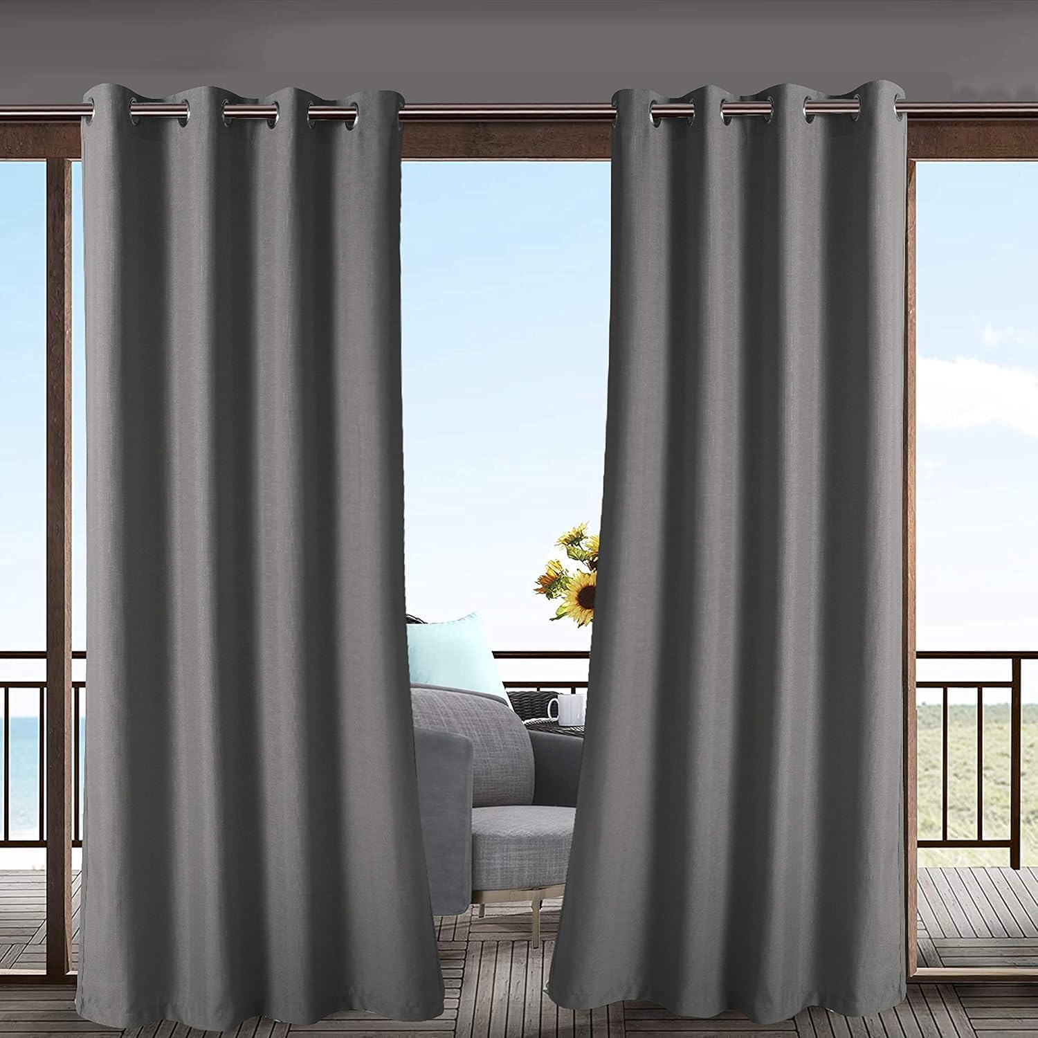 Cortinas Exterior Terraza Impermeable Grises. Cortinas Exterior para Pérgolas, Porches Y Terrazas - Diseño Elegante Y Resistente para Proteger Tu Espacio Al Aire Libre (1)