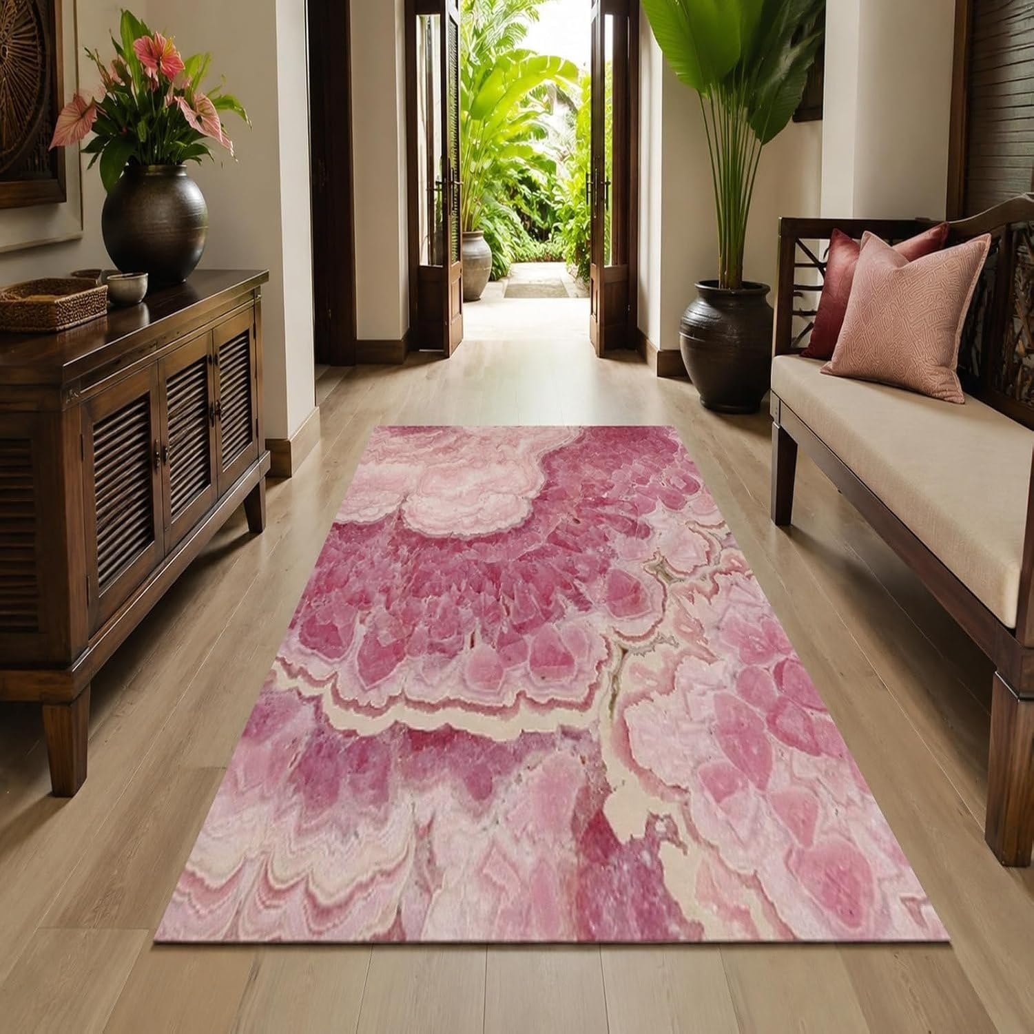 Tapis de Salon XXL Motiv Floral Rose et, Rose, 120x160 cm (Rectangulaire)