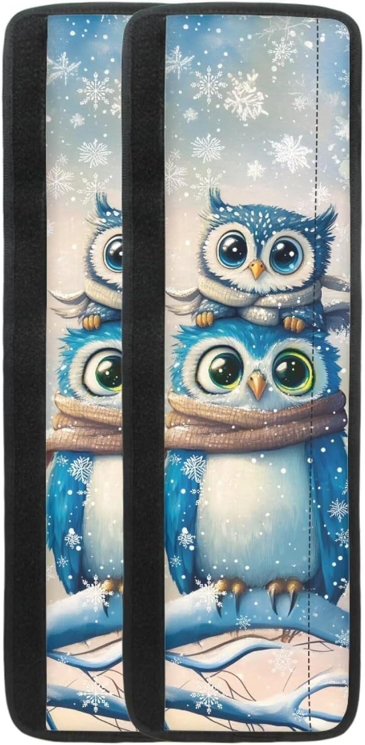 Christmas Owl Snowflake Refrigerator Door Handle Cover Set of 2 - Replacement Kitchen Appliance Gloves Keep Off Fingerprints Food Stains，for Ovens, Dishwashers, Easy to Use & Clean