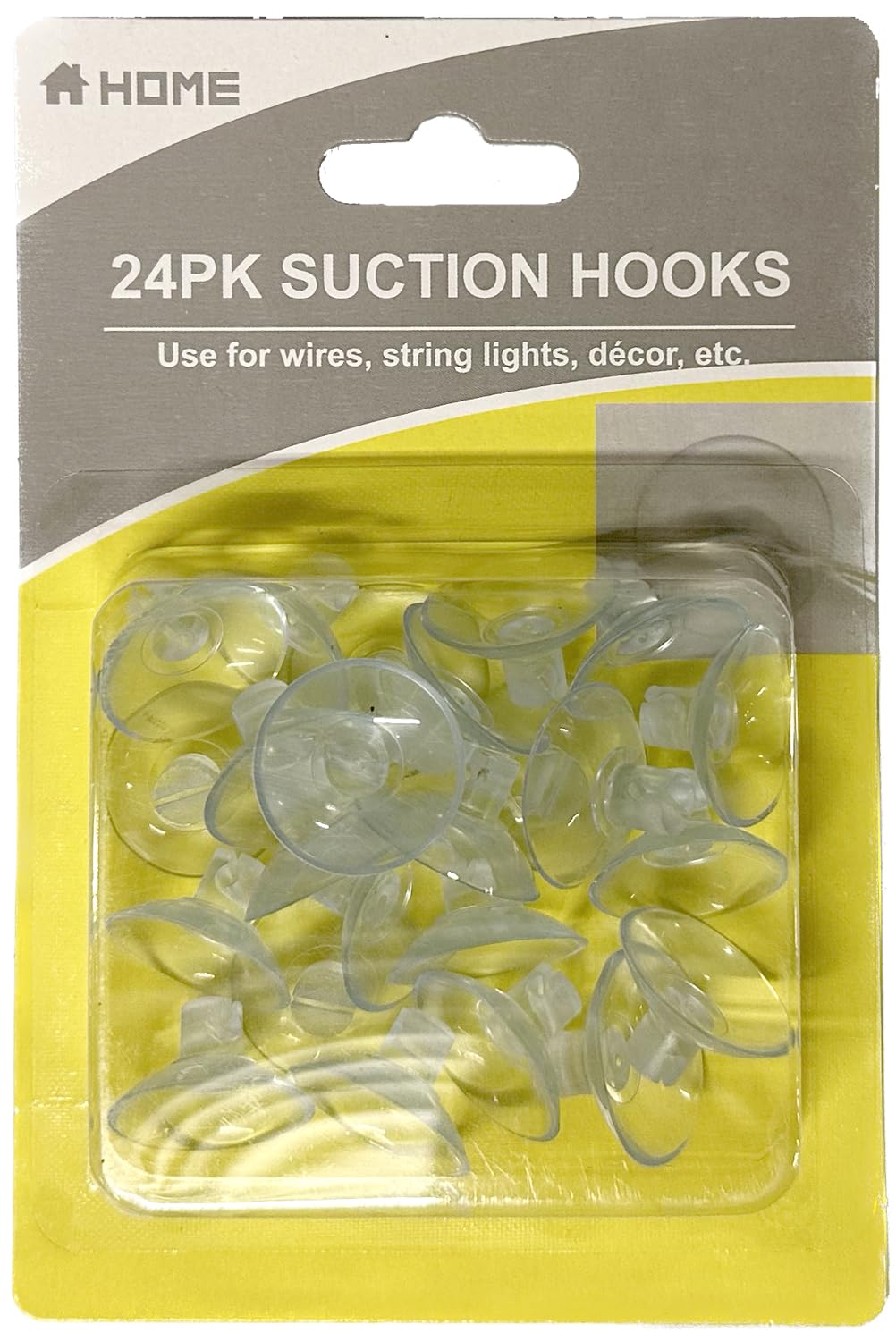Black Duck BrandPack of 24 Suction Cup Hooks for Wires, String Lights, Decor, and More! (Clear - 24ct)