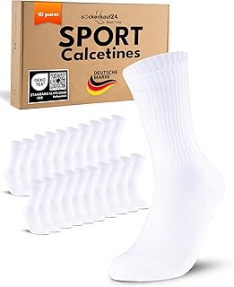 sockenkauf24 10 Pares Calcetines Deporte Hombre Mujer Tenis Algodón Transpirable Acolchado Crew Socks