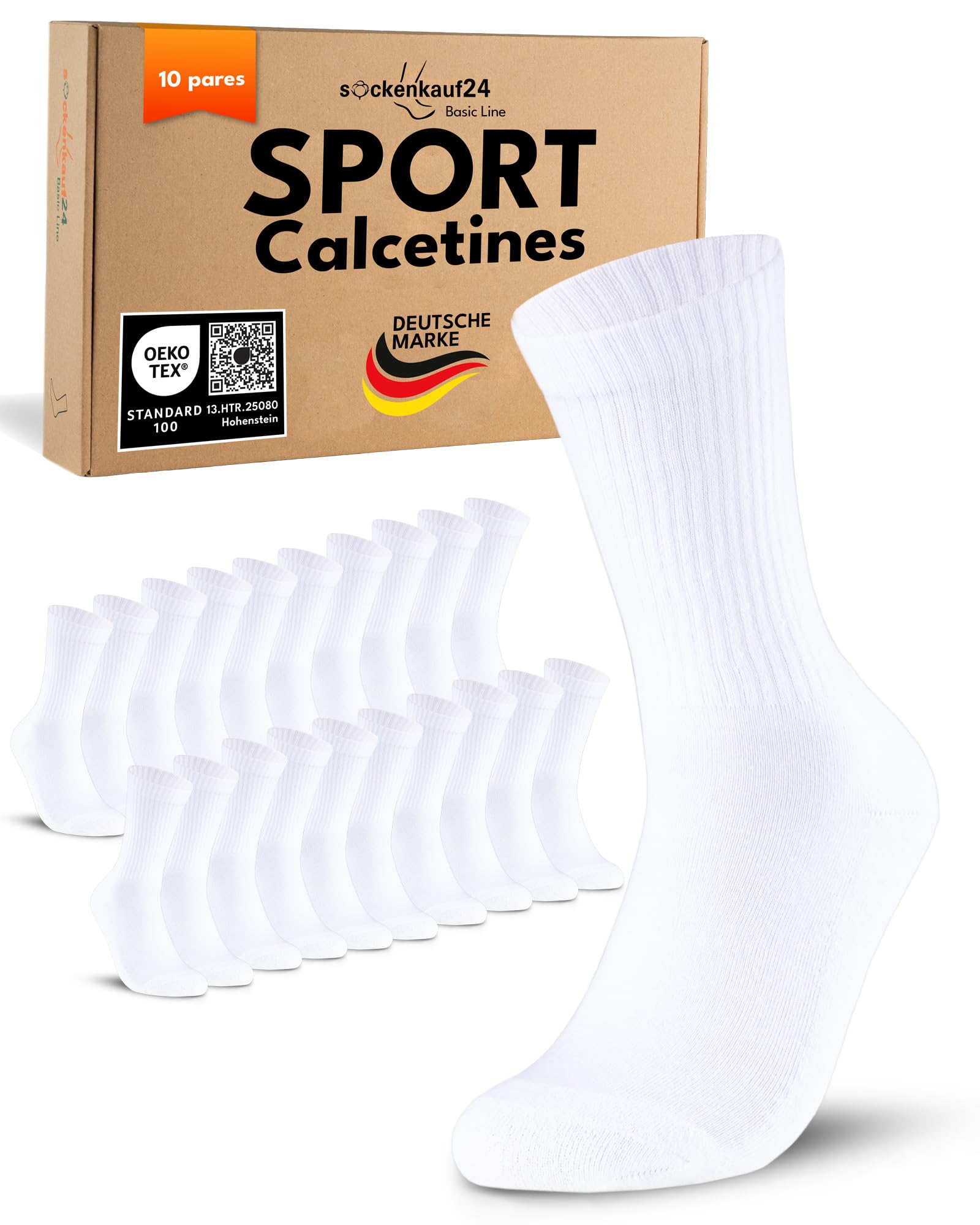 sockenkauf24 10 Pares Calcetines Deporte Hombre Mujer Tenis Algodón Transpirable Acolchado Crew Socks