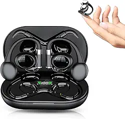 Fone de Ouvido Bluetooth, 10 Horas de Reprodução Fone de Ouvido, Carregamento Rápido Type-C 1.5h, Preto